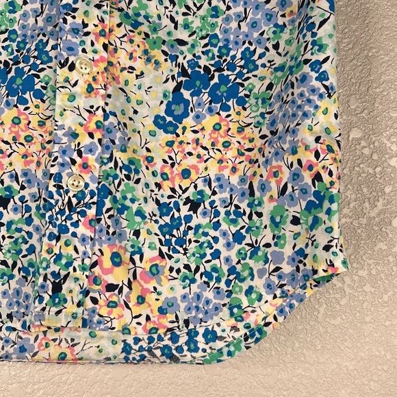 Crewcuts Girl's Floral Pink Blue Green Short Sleeve Button Down Shirt Size 4/5 - Picture 3 of 6